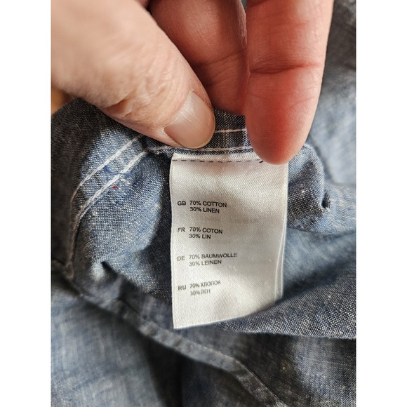 True Nation Men's Linen/Cotton Blue Long Sleeve Button Up Shirt, 4XLT - Picture 6 of 8